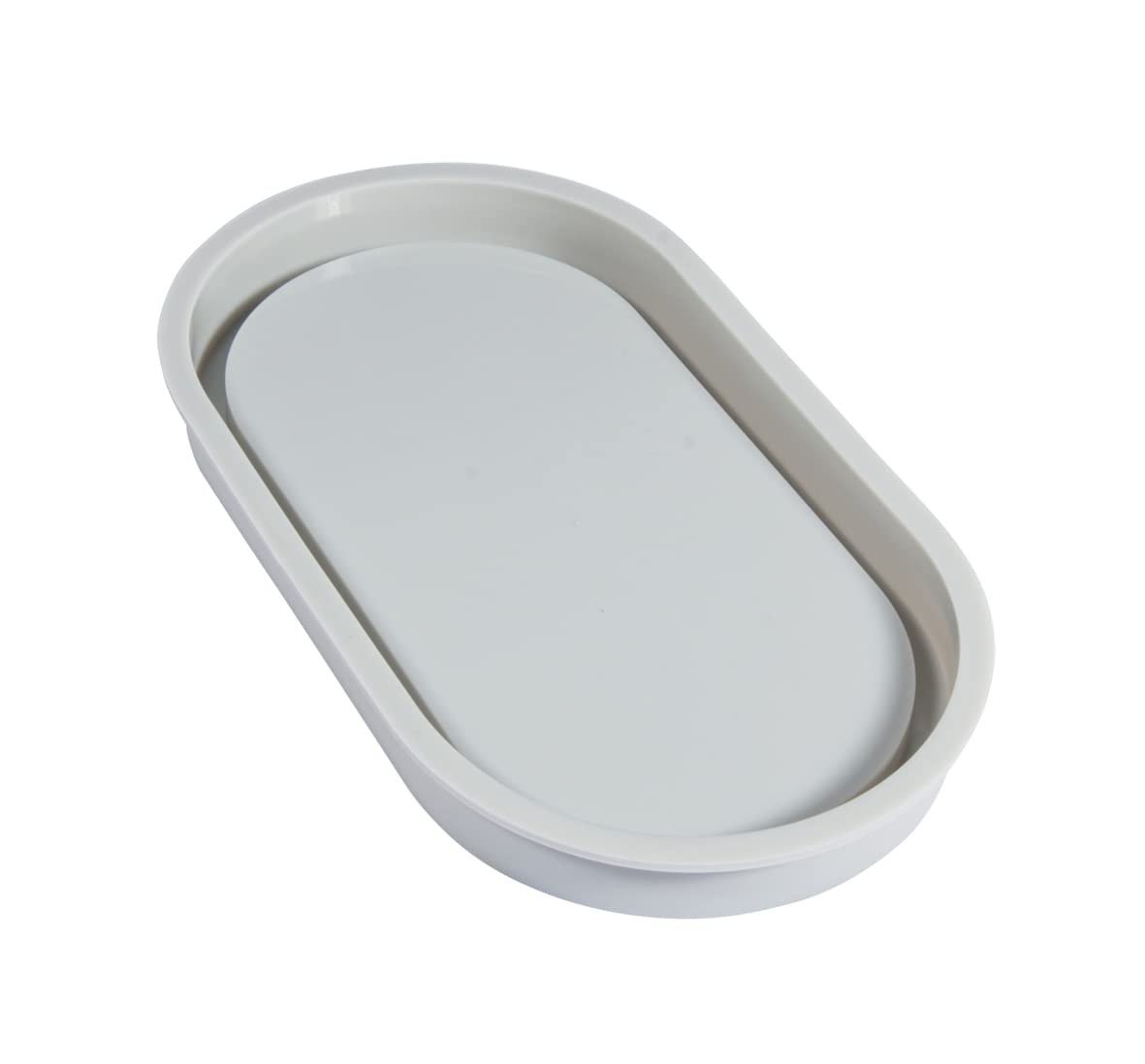 Rayher Oval Tray Silicone Casting Mould, Vanity Tray for Resin, Concrete or Plaster of Paris, 17.8x9.5x1.6cm, Grey