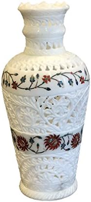 White Marble Flower Vase Handcrafted Stone Inlay work Decorative Wedding DIY Vases