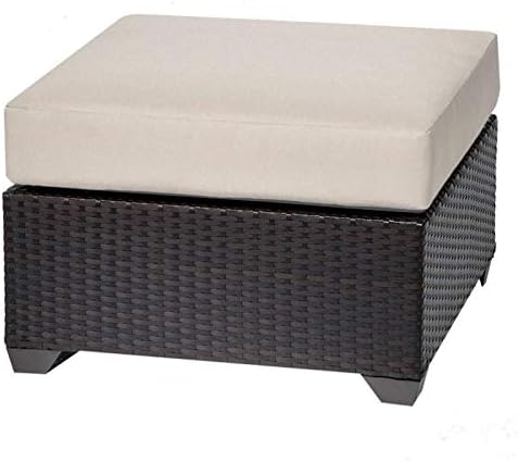 Amazon Com Bowery Hill Patio Wicker Ottoman In Beige Garden Outdoor