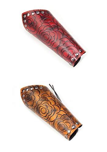 VolksRose Leather Archery Arm Guard, Adjustable Hunting Shooting Arm Guard, Bracers Leather Arm Armor Guard Medieval Rivet Style Armor Costume Traditional Archery Protective Gear, 1 Piece #5 - Thumbnail 3