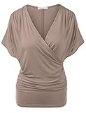 J.TOMSON Women's Batwing Sleeve V-Neck Wrap Front Drape Top (S-3XL)