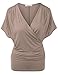 J.TOMSON Women's Batwing Sleeve Surplice Wrap Front Top
