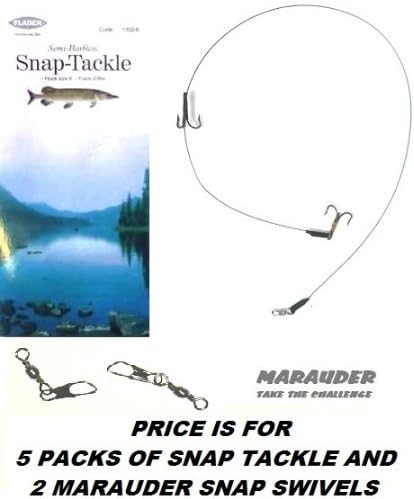 5 Packs Of Adjustable Snap Tackle Wire Traces With Size 8 Trebles by FLADEN