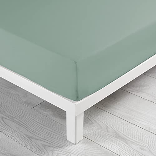 douceur dinterieur, Fitted Sheet (160 x 200 cm) Linen Sage 100% Cotton