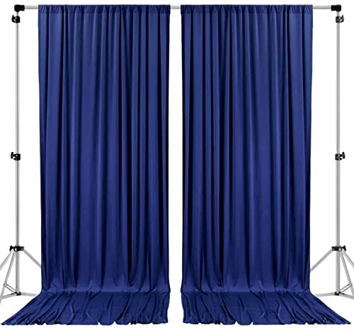 AK TRADING CO. 10ft x 10ft Polyester Achtergrond Gordijnen Gordijnen Panelen met Rod Zakken - Huwelijksceremonie Party Thuis Raamdecoraties - Marineblauw
