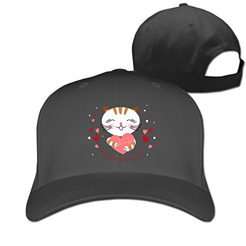 WQ UNIQUE Solid Color Up Adjustable Hat Adult Lady Valentines Day Heart Beat Cat Lover Low Profile