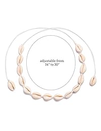 Szory Puka Shell Choker Cowrie Shell Necklace for Women Natural Handmade Set of 2