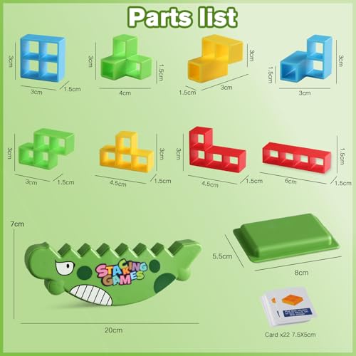 Lktvys 48PCS Dinosaur Stack Attack Balance Game – Portable Carry Box, Exciting Fun for Kids Ages 3-8 & Adults, Perfect for Family Bonding and Challenging Team Play