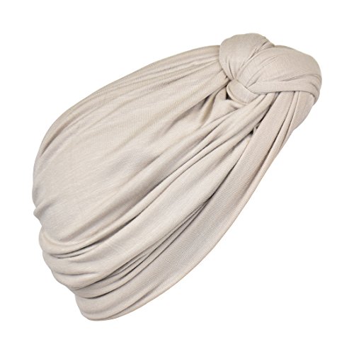 Landana Headscarves Beige TURBANS For Women With Twist/Knot Front