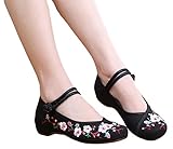 AvaCostume Embroidery Womens Classics Flats Rubber Sole Casual Shoes Black1 40