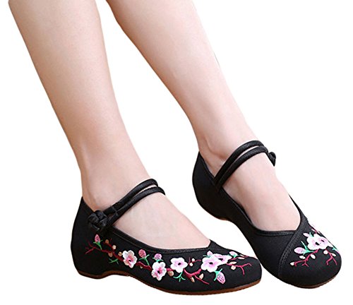 AvaCostume Embroidery Womens Classics Flats Rubber Sole Casual Shoes Black1 40