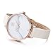 Fashion Marble Dial Watch Women Simply Quartz Watches Leather Band Casual Ladies Wristwatch (Marble Texture)