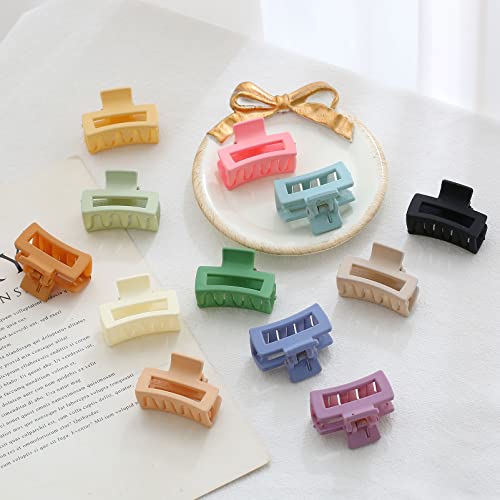 12 PCS Hair Claw Clips, Small Claw Clips for Women Girls, Mini Square Hair Clips, Rectangle Hair Jaw Clips, Non-slip Banana Clips Barrettes for Thin/ Medium Hair
