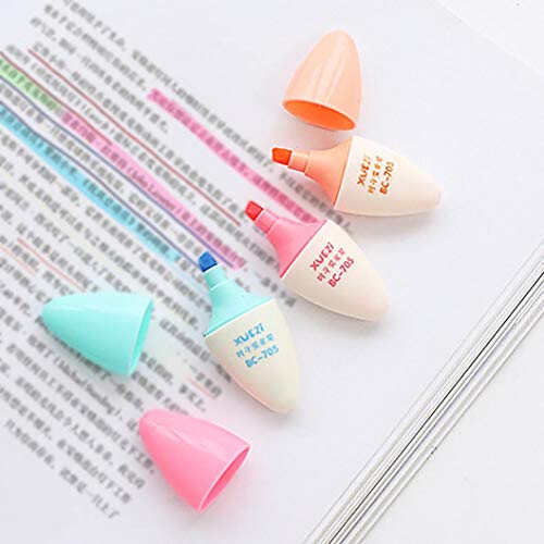 Barthylomo 6Pcs Little Lovely Leaves Head Marker Pens Chisel Tip Colorful Fluorescent Highlighter Marker Pens for Marking, Graphic Drawing, Office Tools, Learning Tools