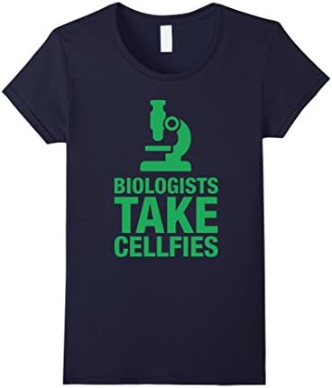 Womens Science Tees: Biologists Take Cellfies Microscope T-Shirt Large Navy