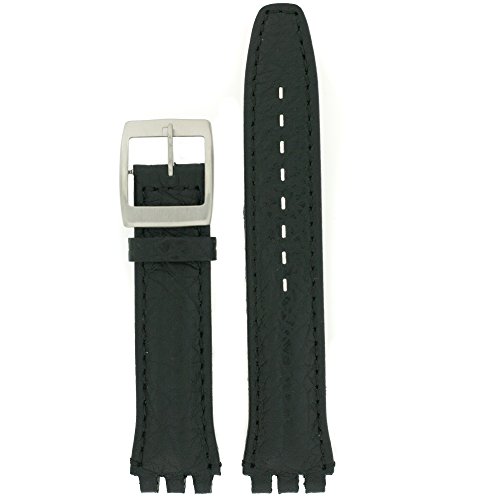 Swatch Style Watch Band Black Italian Leather 17 millimeters