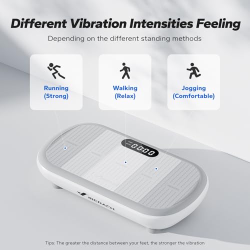 MERACH Powerful Vibration Plate Exercise Machine for Weight Loss and Shaping, 13 mm Large Amplitude, 200 kg Weight Capacity, Silicone Pedal, Built-in Bluetooth Speaker