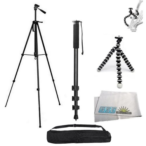 3 Piece Tripod Package for Olympus OM, Pen, SP, C, E Series Cameras. Includes Professional 75" Tripod w/Carrying Case, Monopod, Gripster Tripod. - Thumbnail 5
