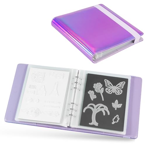 UNIMEIX 12 Pcs Magnetic Sheets for Die Storage with 1 Binder Cover, Stamp and Die Storage Pockets Die Cut Storage for Card Making Supplies(0.8 mm Thickness, Purple)
