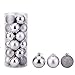 Ball Pendant, Decorative Shatterproof Tree Pendants Hanging 40mm Christmas Baubles Ornaments Set Pack of 24 pcs (Silver Balls)