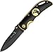 Elk Ridge - Outdoors Folding knife - 3.75-in Black Stainless Steel Blade, Gold and Black Aluminum Handle, Pocket Clip - EDEC, Hunting, Camping, Survival - ER-134