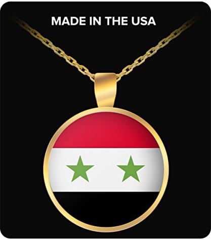 Syria National Flag Round Pendant Necklace