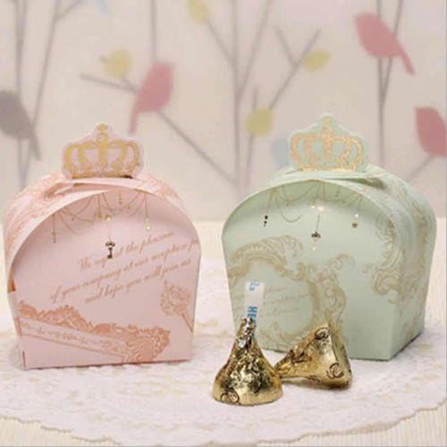 50pcs Royal Crown Design Baby Shower Party Gift Boxes Candy Box Ideal for Wedding Party Favor Bags & Boxes