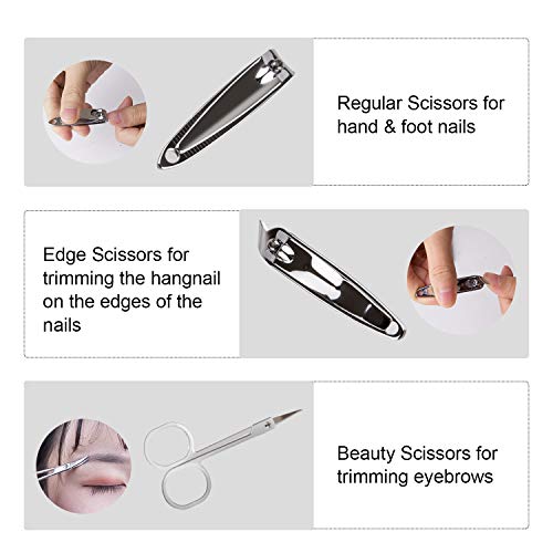 Manicure Set Nail Clippers Tool 8 in 1 Professional Stainless Steel Portable Travel Grooming Kit Nail Care Nail Scissors Kit Gift for Men Women Lover Parents Elder Patient Nail Care