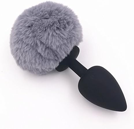 Faux Spherical Rabbit Tail Butt Backyard Stopper Sexy Toy Color Grey