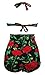 Cocoship Retro Red Rose & Black Floral Halter High Waisted Bikini Vintage Swimwear Swimsuit L(FBA)