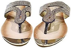 Jeweled Flat Sandals Crystal Sandals Thong Sandals Various Sizes Gold Color