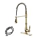KES Titanium Gold Kitchen Commercial Sink Faucet with Pull Down Sprayer cUPC NSF Pull Out Faucet Single Lever High Arc BRASS, L6915BLF-PG