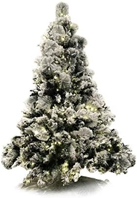 Red Co 5フィートプレミアム フロックスノー人工クリスマスツリー 300 Ulウォームホワイトledライト Red Co 5フィートプレミアム フロックスノー人工クリスマスツリー 300 Ulウォームホワイトledライト