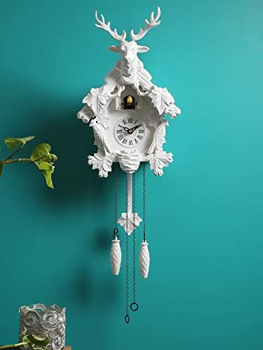 Horo (Imported) - Height 22" inch Cuckoo Wall Clock - Roman dial (Step Movement -Brown Wooden case) auto Night Shut Off in Dark (Sensor)/Sound Control, Sound on-Off Switch 56x35x15Cms