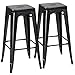 Yaheetech 2 Pack Metal Bar Stools Vintage Counter Bar Stool Stackable Chairs Heavy Duty for Bistro/Patio/Café/Restaurant/Dining Room/Kitchen Black, 30