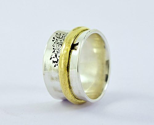 "NAMASTE" Meditation Ring, Silver Spinner Ring Handmade Silver Ring, Copper Spinner Band, Anxiety worry ring, Silver Ring Jewelry US 8