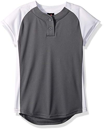 Alleson Athletic Girls Dura-Light Fast Pitch Softball Jersey, Charcoal/White, Small