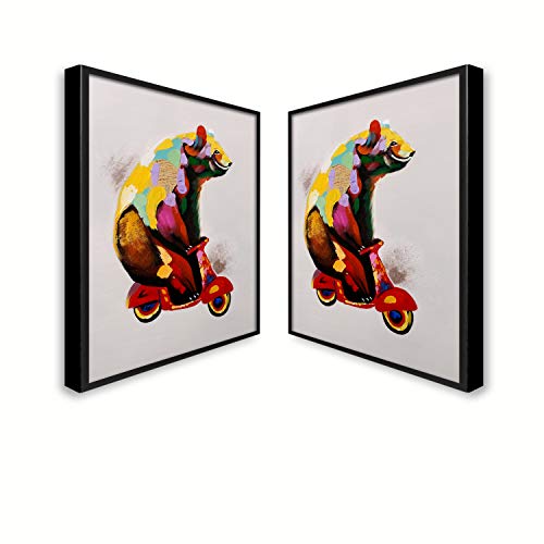 2 Bear+Motorcycle+Modern+Animal+Art