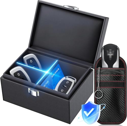 Coorattyes Faraday Box for Car Keys with Dividers,Keyless Car Key Signal Blocker Box,Size Regular (3-8 keys)