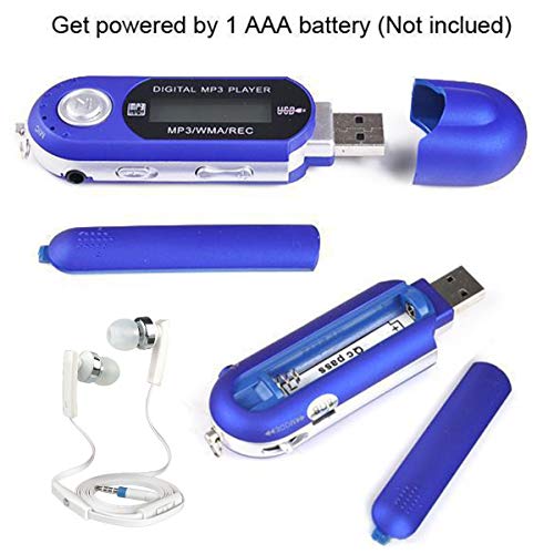 Portable USB Digital MP3 Music Player with LCD Screen, Support 32GB TF Card & FM Radio (Color : Blue)