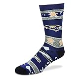 For Bare Feet NFL Ugly Christmas Holiday Socks-Baltimore Ravens-Large-Purple