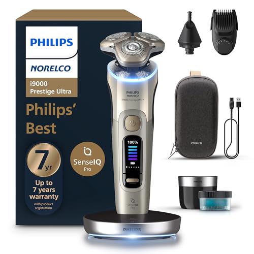 Philips Norelco Shaver i9000 Prestige Ultra, Wet & Dry Electric Shaver, White G…