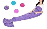 Coroler® Lovely Purple Mermaid Tail Crochet Blanket All Seasons Soft Warm Sleeping Bags