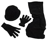 N'Ice Caps Womens Crocheted Chenille 3PC Accessory Set With Fleece Lining