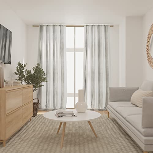 Black and white curtains 96 inches long, 50x96 2 semi sheer curtains