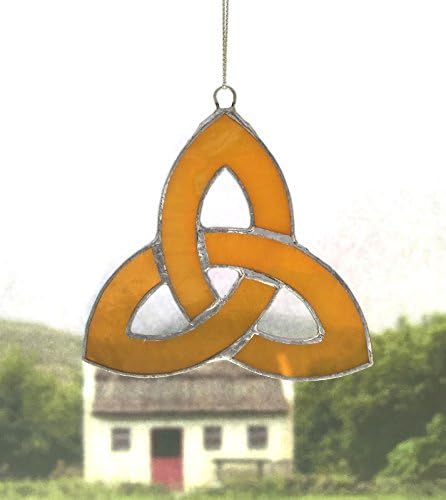 Irish Celtic Stained Glass Window Suncatcher (Trinity Knot, Gold)