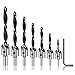 AFUNTA 8 Pcs Woodworking Countersink Drill Bits Set, 8 Pcs of Woodworking Chamfer, 3-10mm Three-Pointed High-Speed Steel Drill, with an L-Shape Wrench
