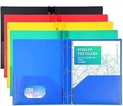KTRIO Plastic Pocket Folders with Prongs, 5 Pack 2