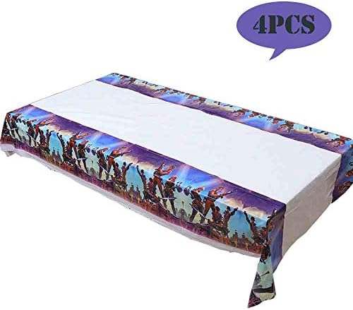 Samahara Battle Royale Plastic Tablecover Disposable Tablecloth Video Game Birthday Party supplies Decorations for Kid Boy Baby Shower Rectangle Tables 70"X42",4 Pack