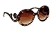 Brown TORTOISE Womens Designer Inspired Round Fashion Sunglasses Baroque Swirl
